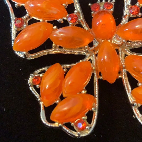 Vintage orange butterfly brooch - Picture 7 of 8
